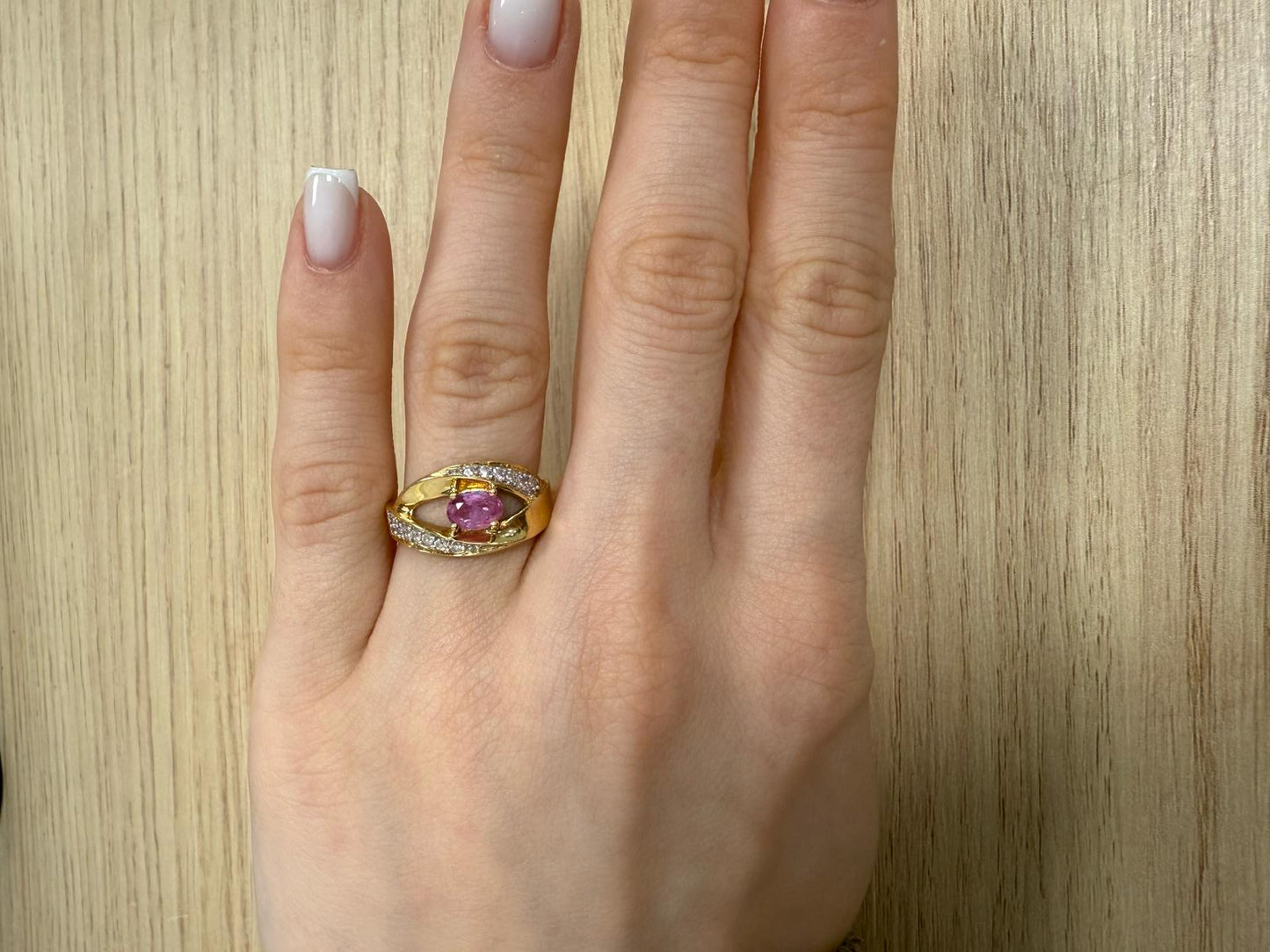 Bague Or avec Diamant et Saphir Rose