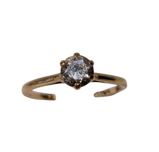 Bague Solitaire Or Jaune 18K avec Zirconium