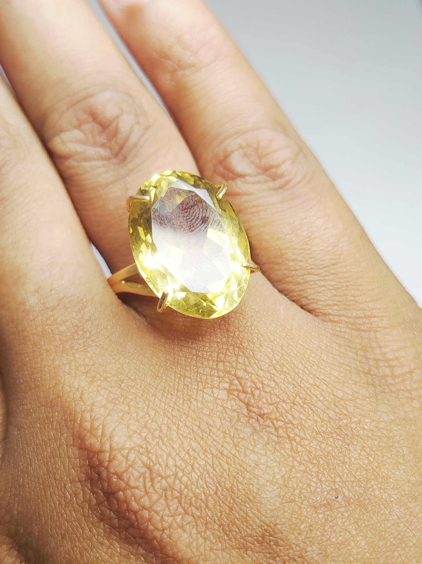 Bague Citrine en Or Jaune 18K Taille-59