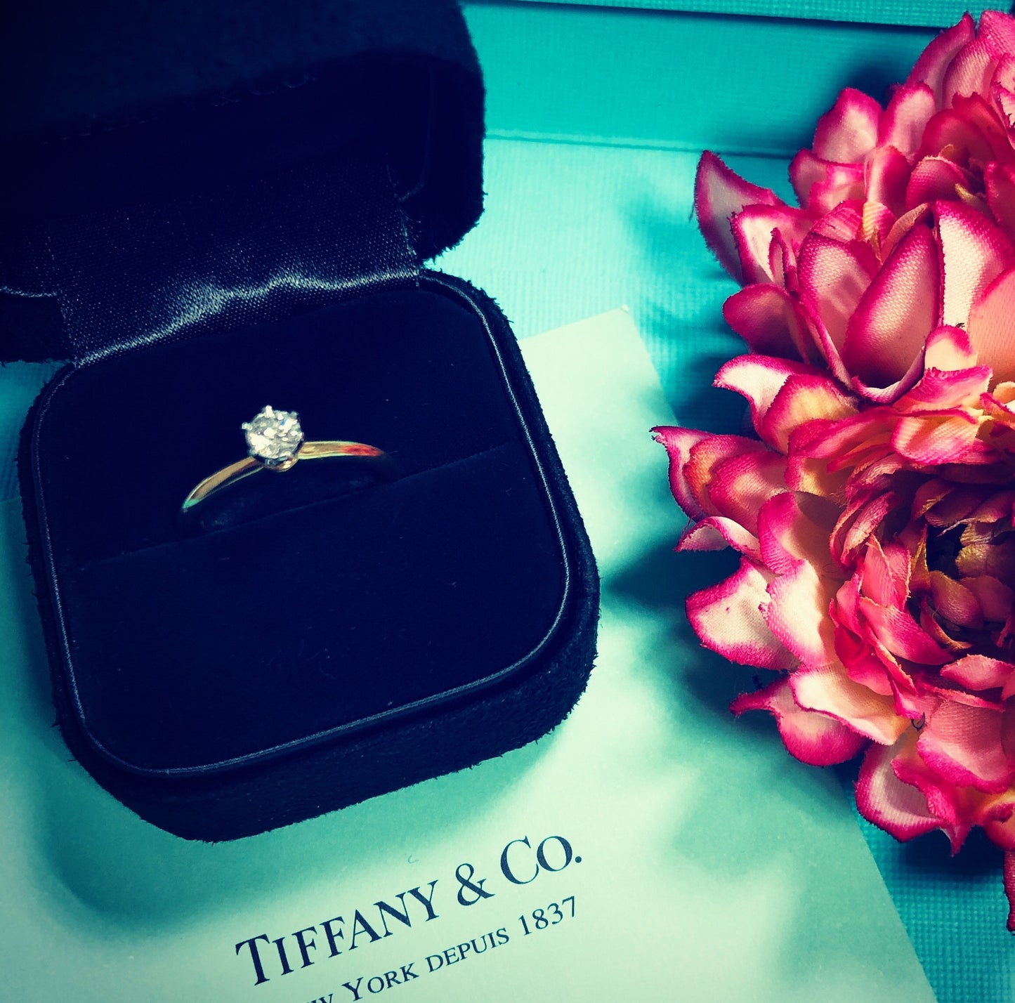 Bague solitaire Tiffany & Co Setting en platine et en diamant