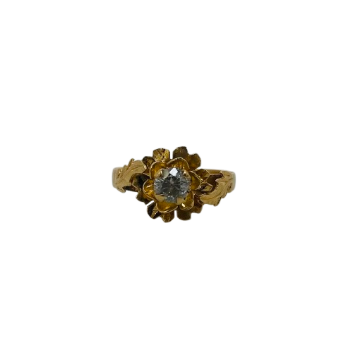 Solitaire en Or Jaune 18k avec Zirconium 1ct