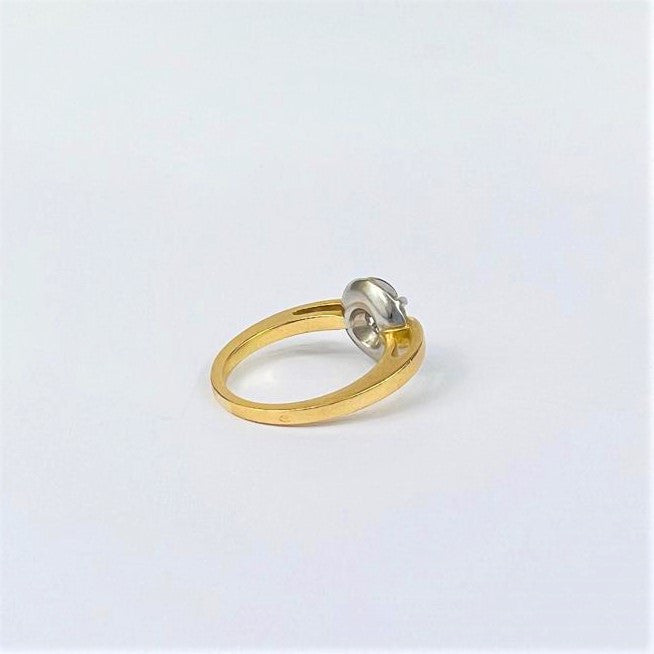 Bague Fleur 2 Ors avec Diamant Solitaire 0.18ct