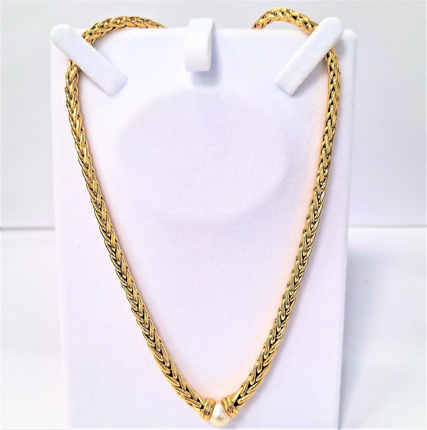 Collier maille Palmier Perle Or jaune