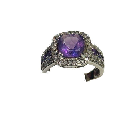 Bague Diamants Et Améthystes