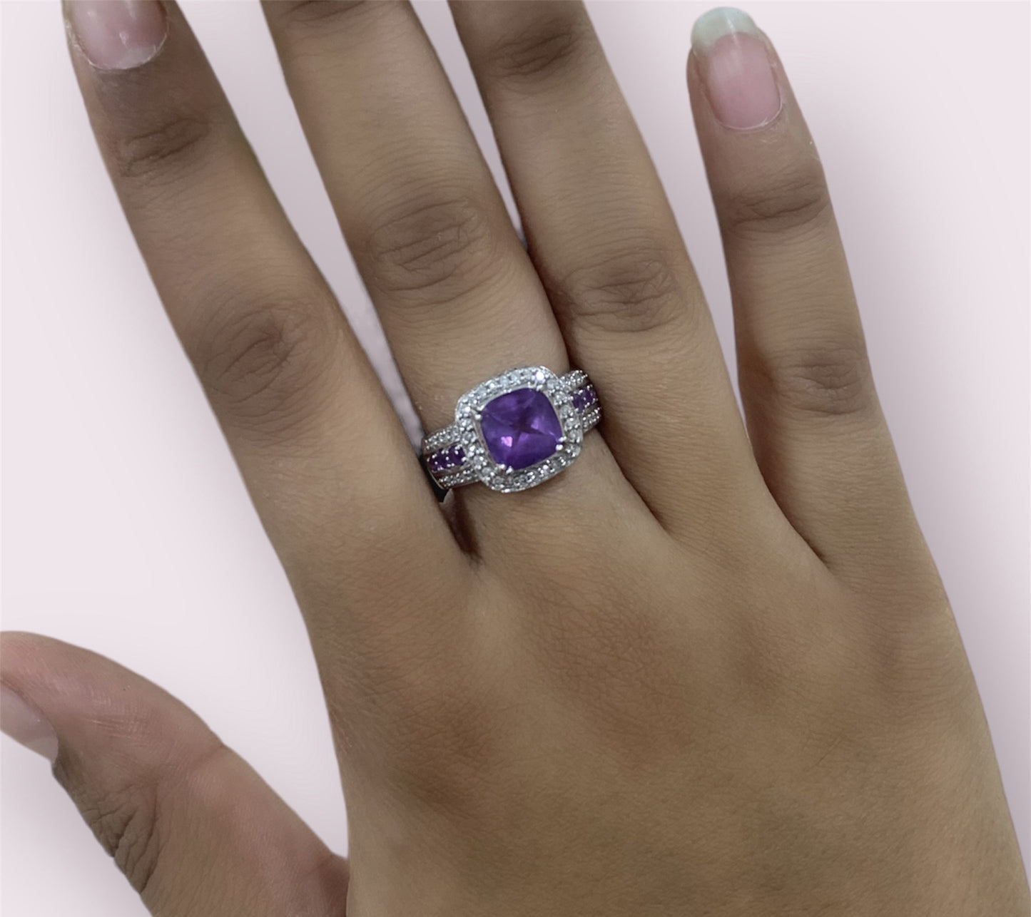 Bague Diamants Et Améthystes