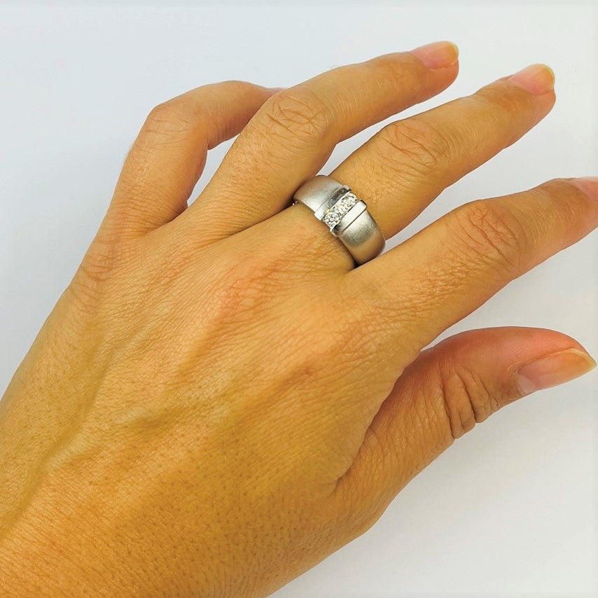 Bague Garel avec 3 Diamants Or blanc T54