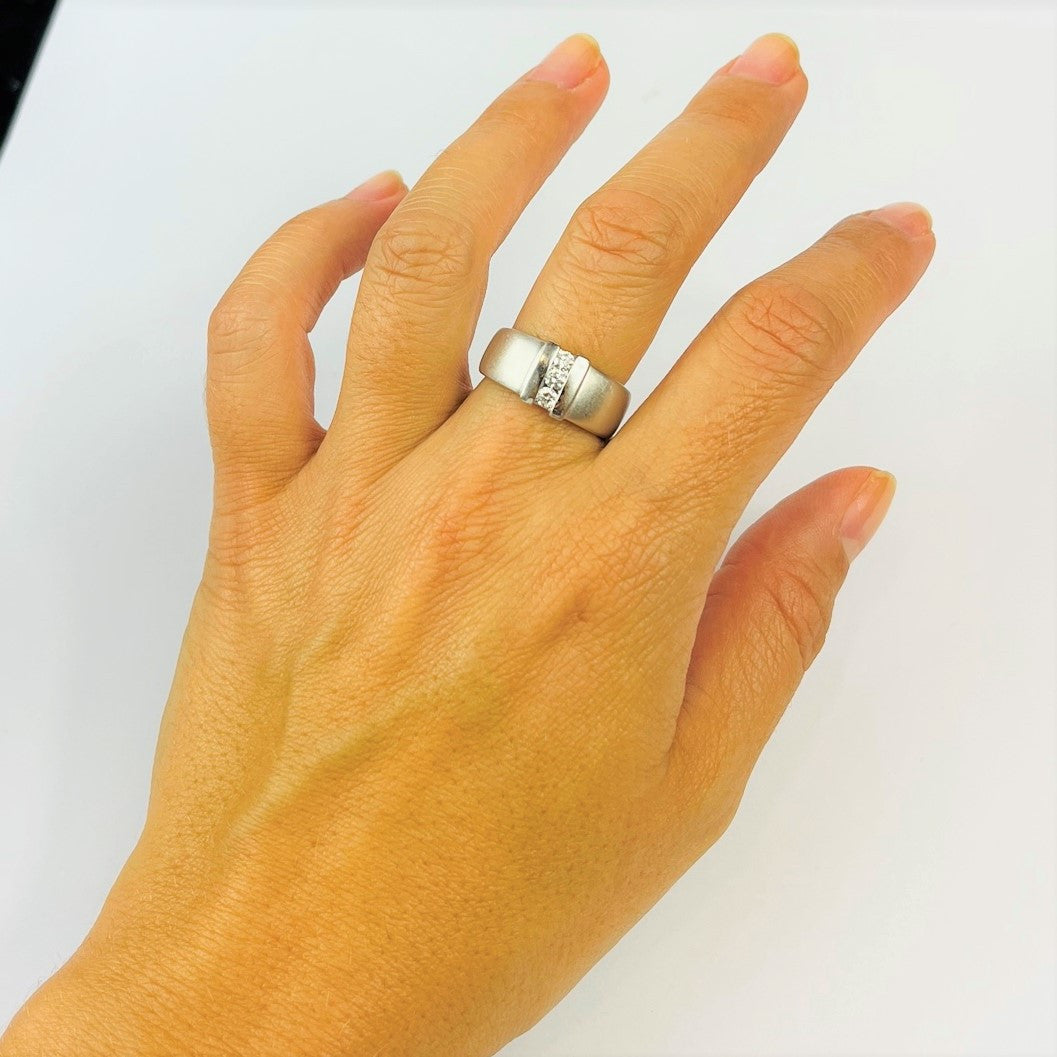Bague Garel avec 3 Diamants Or blanc T54