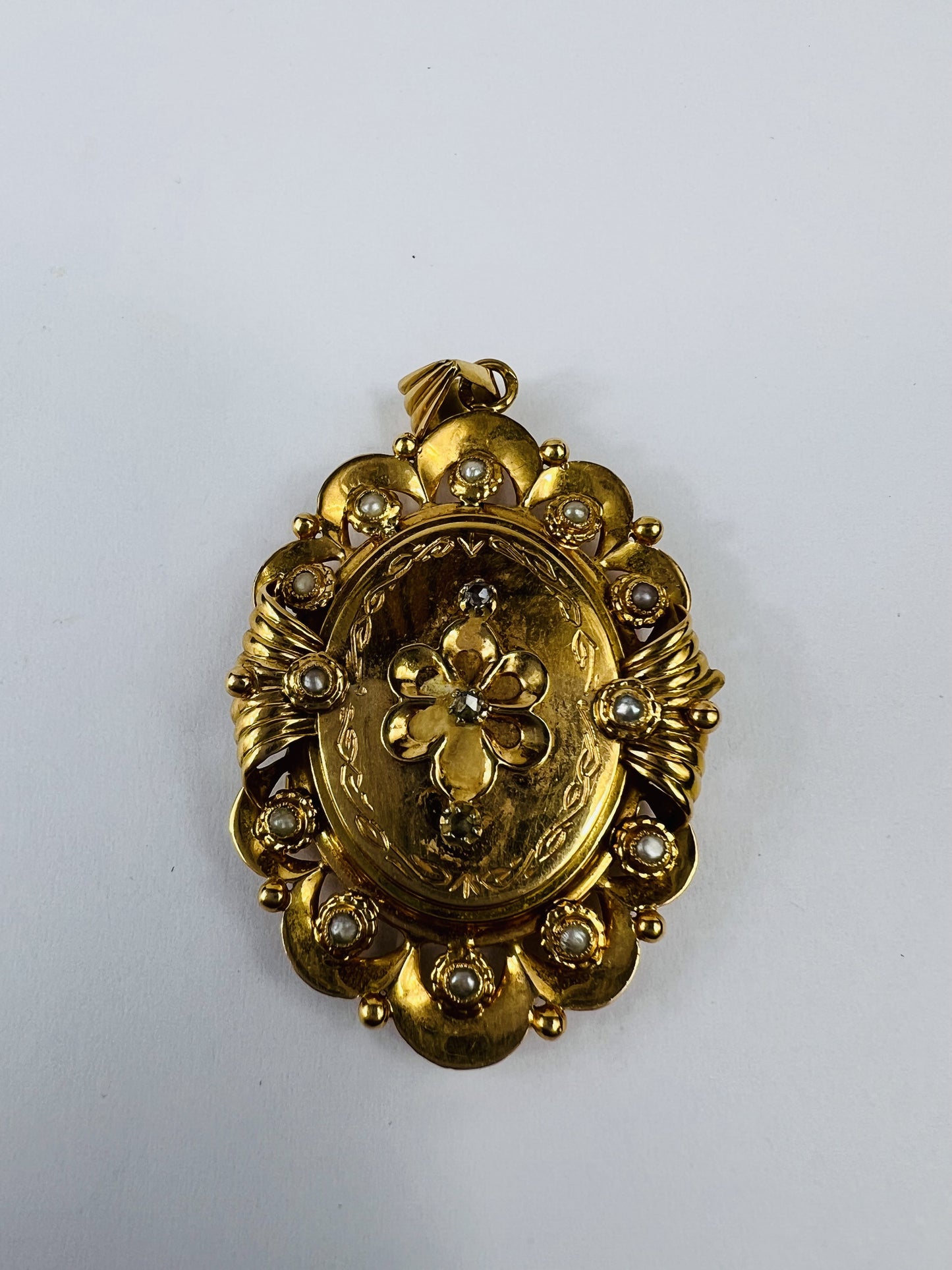 Pendentif Cassolette Or Jaune 18K avec Perle de Culture