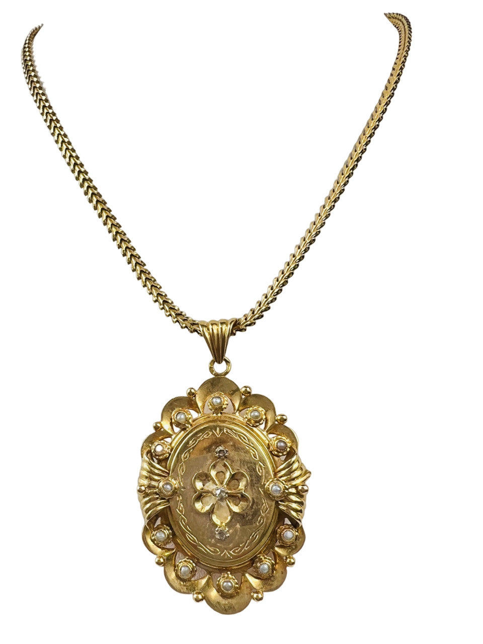 Pendentif Cassolette Or Jaune 18K avec Perle de Culture