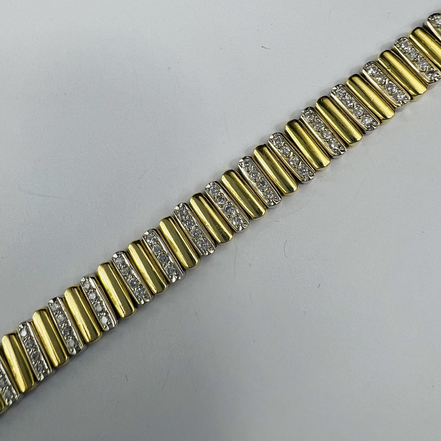 Bracelet Articulé 2 Ors avec Diamants 18K 19CM