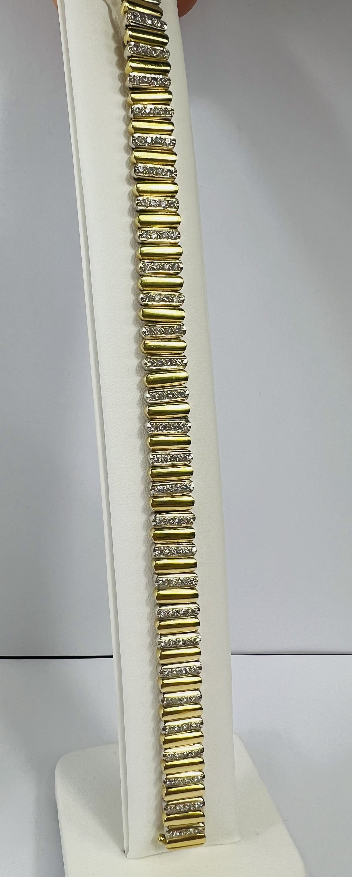 Bracelet Articulé 2 Ors avec Diamants 18K 19CM