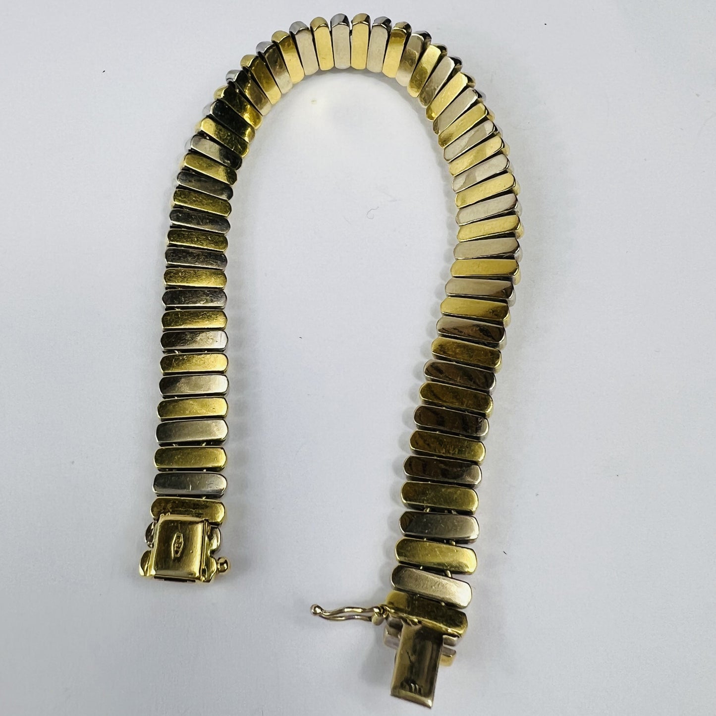 Bracelet Articulé 2 Ors avec Diamants 18K 19CM