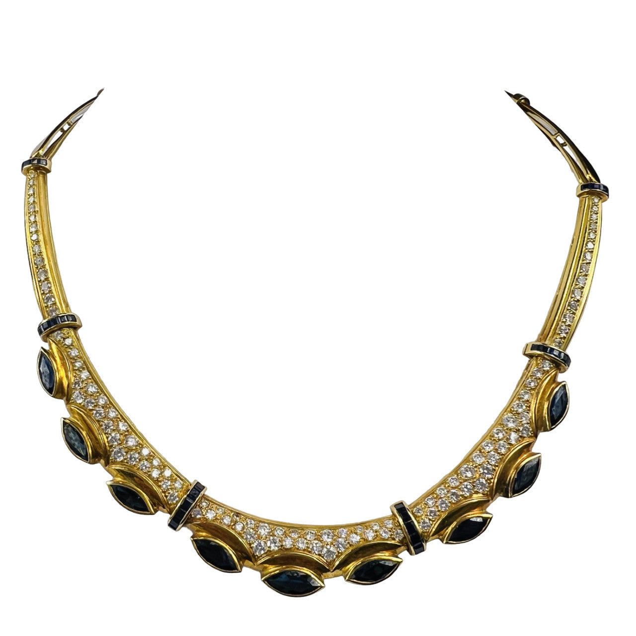 Collier Or Jaune avec Saphir et Diamant 18K