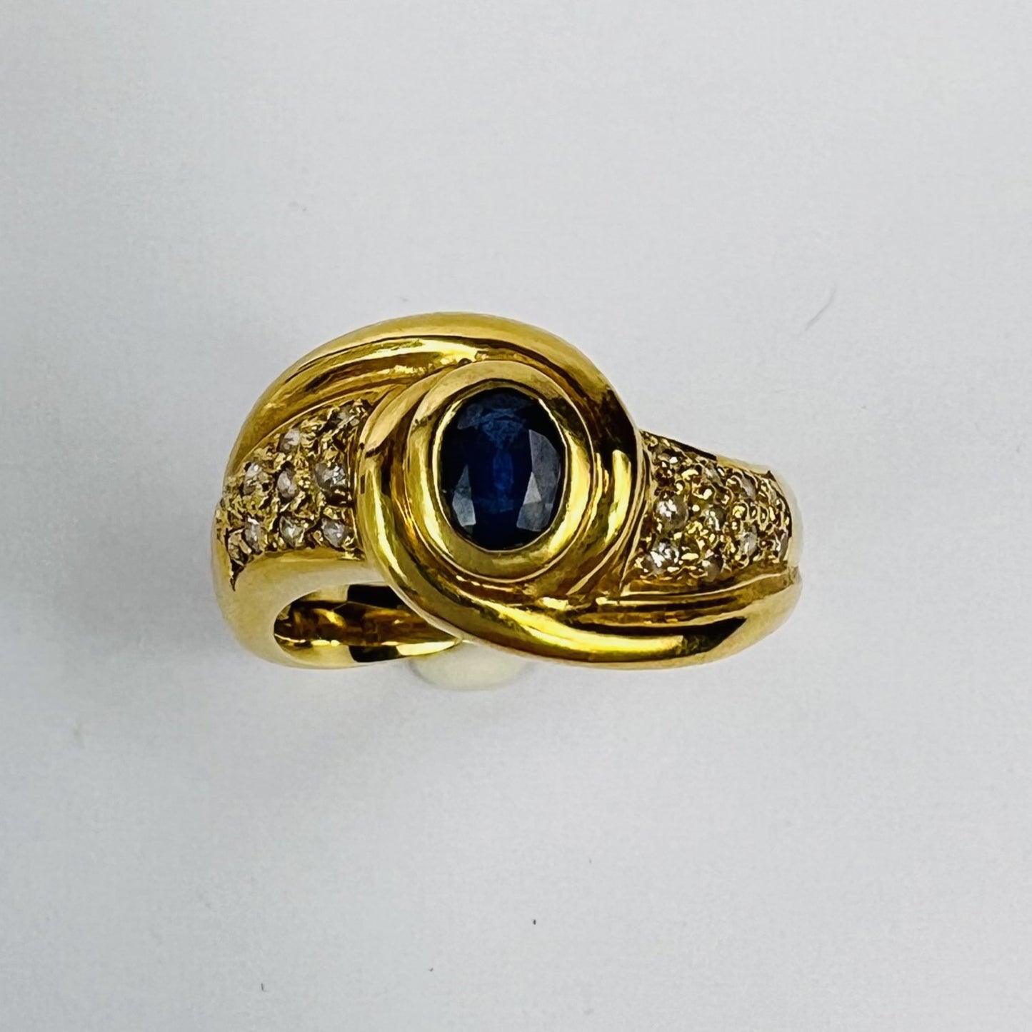Bague Or Jaune avec Saphir et Diamant