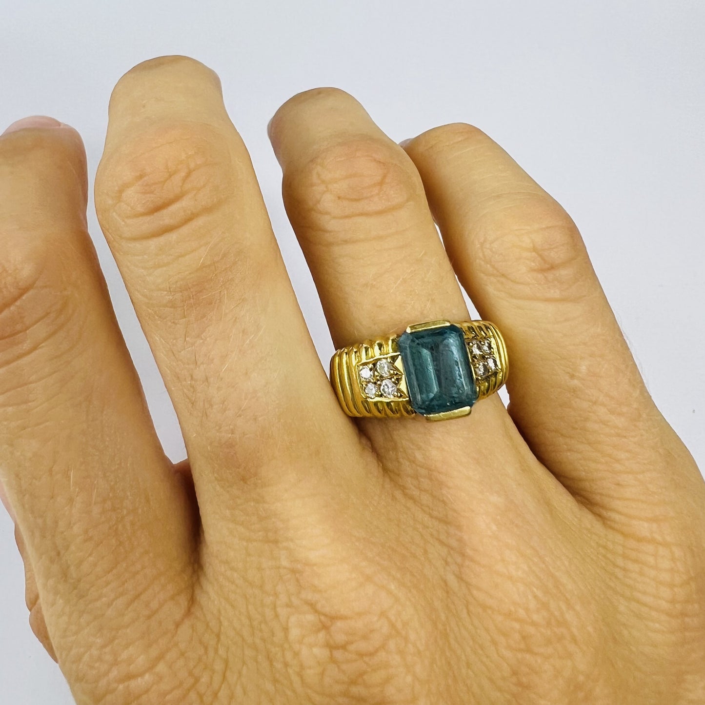 Bague Or Jaune avec Topaze et Diamants
