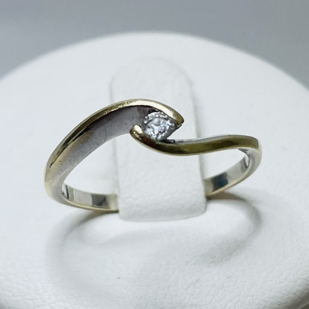 Bague Or Blanc 18K avec Diamant Solitaire T.51,5