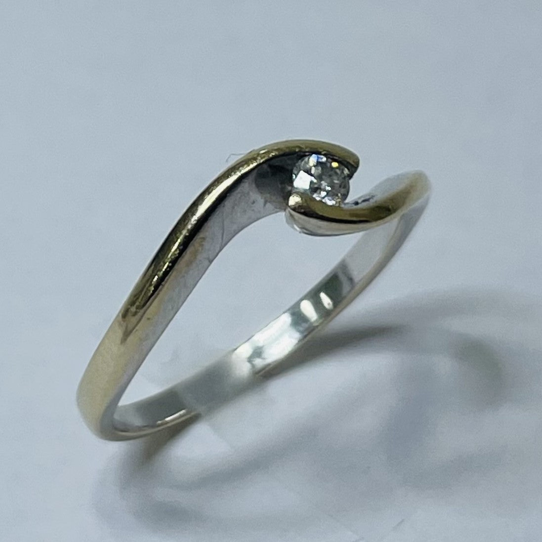 Bague Or Blanc 18K avec Diamant Solitaire T.51,5