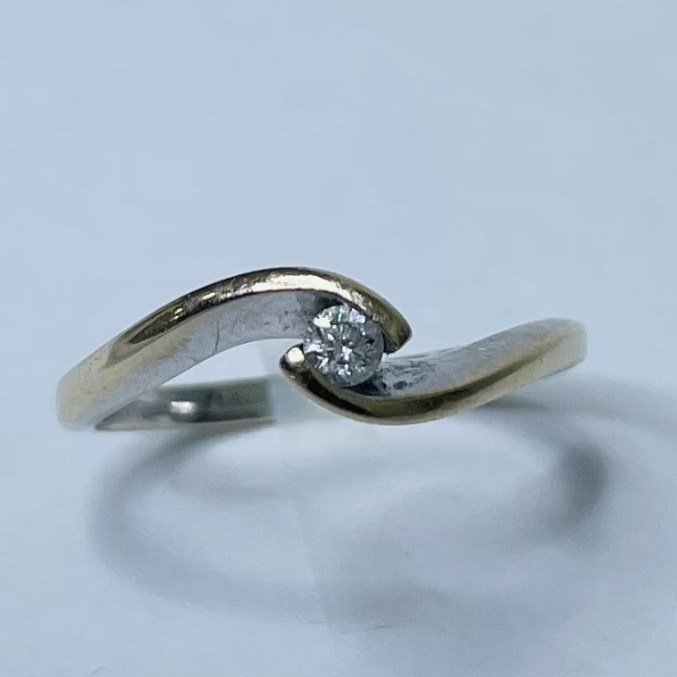 Bague Or Blanc 18K avec Diamant Solitaire T.51,5