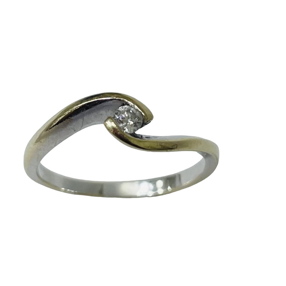 Bague Or Blanc 18K avec Diamant Solitaire T.51,5