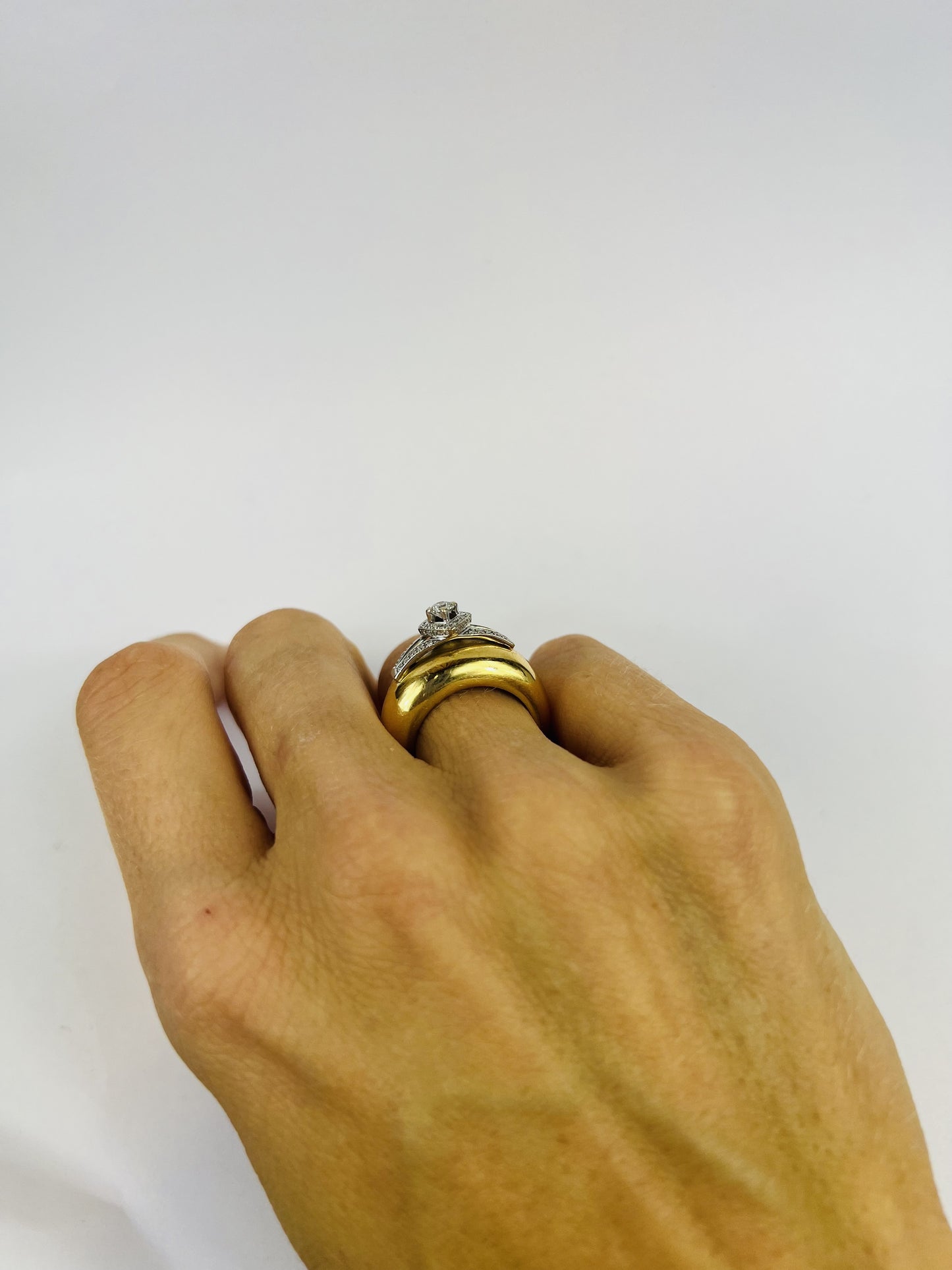 Bague 2 Ors 18K avec Diamant 0.15ct T53