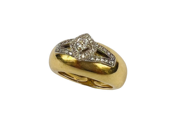 Bague 2 Ors 18K avec Diamant 0.15ct T53