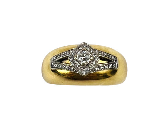Bague 2 Ors 18K avec Diamant 0.15ct T53