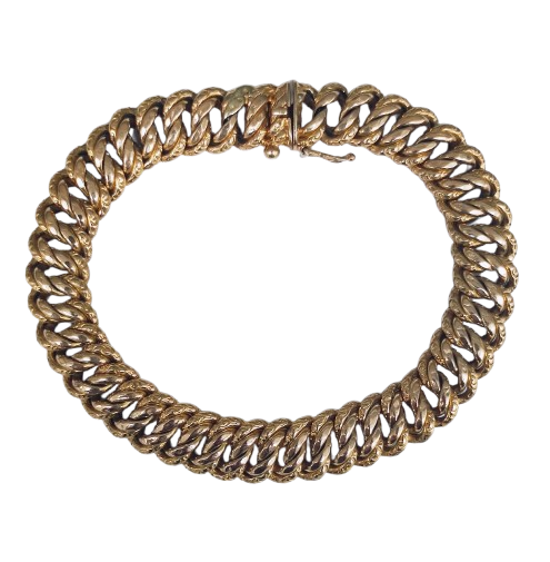 Bracelet Maille Américaine en Or Jaune 18K Lg 19cm