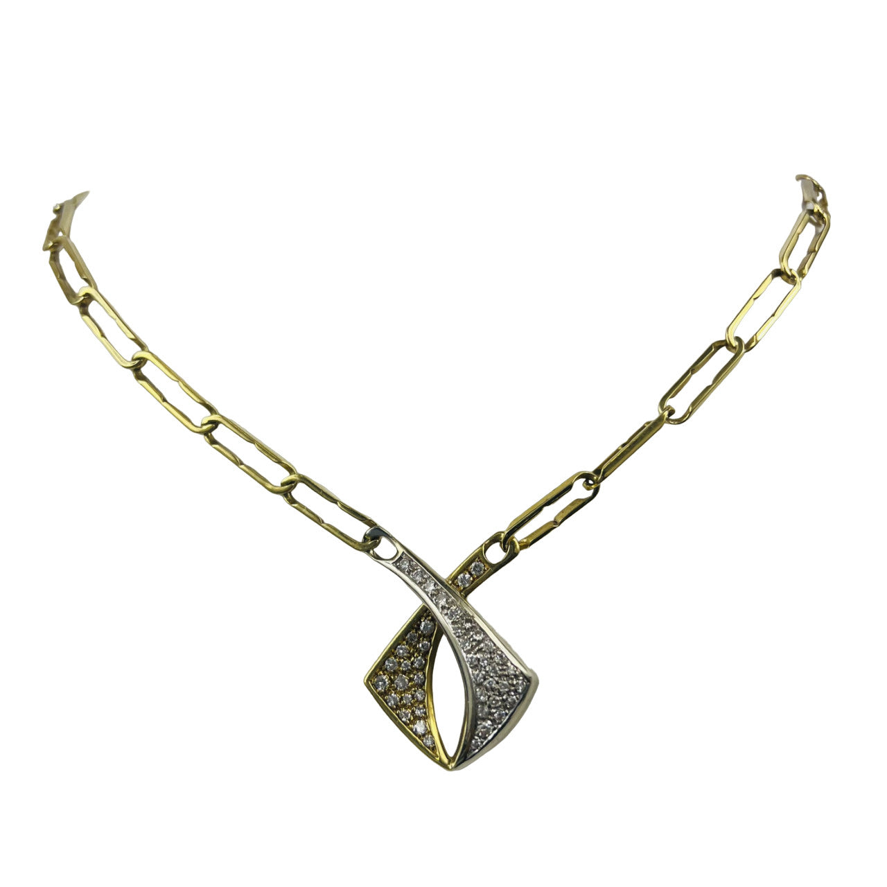 Colliers 2 Ors 18K avec Diamants Lg 40cm