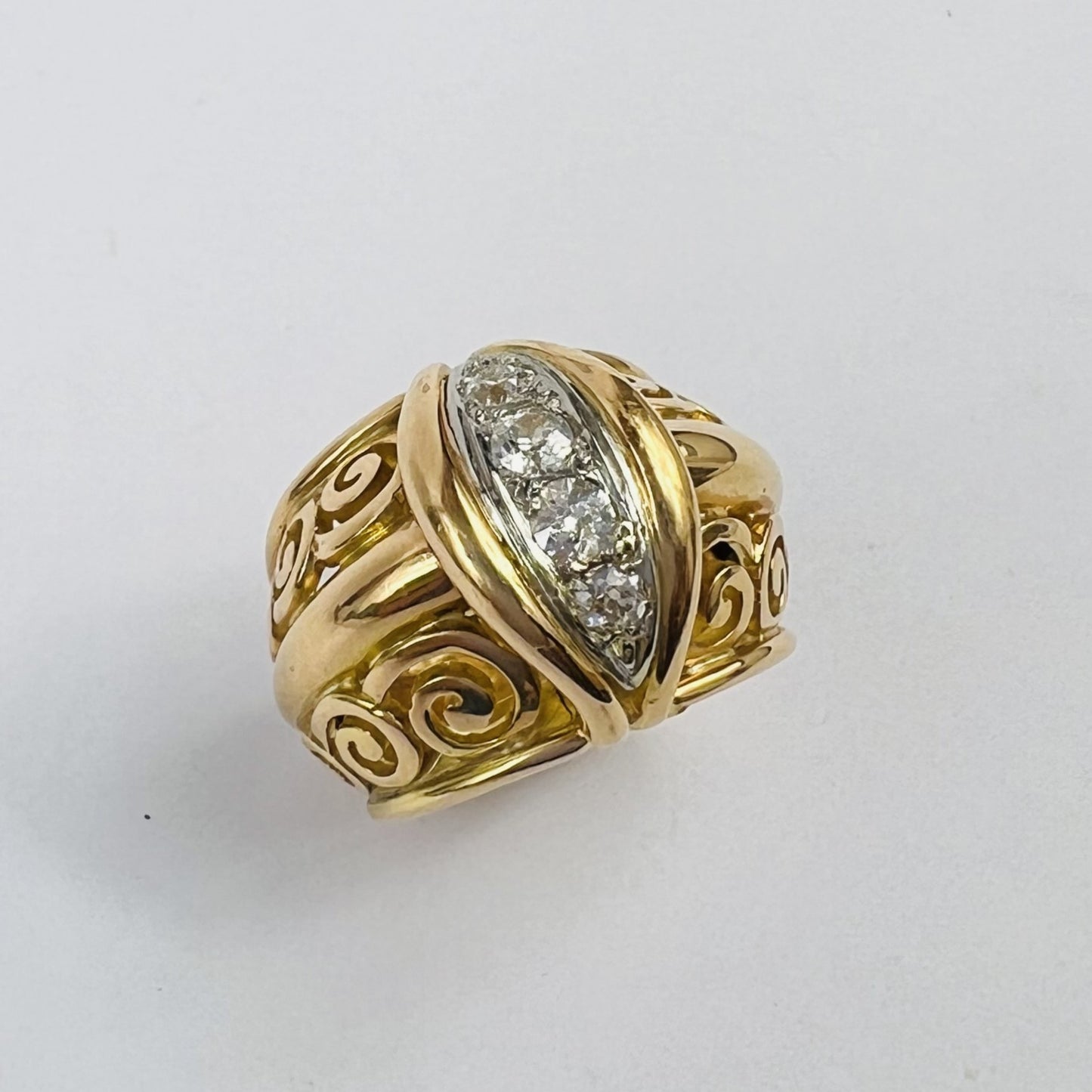 Bague Or et Platine avec 4 Diamants