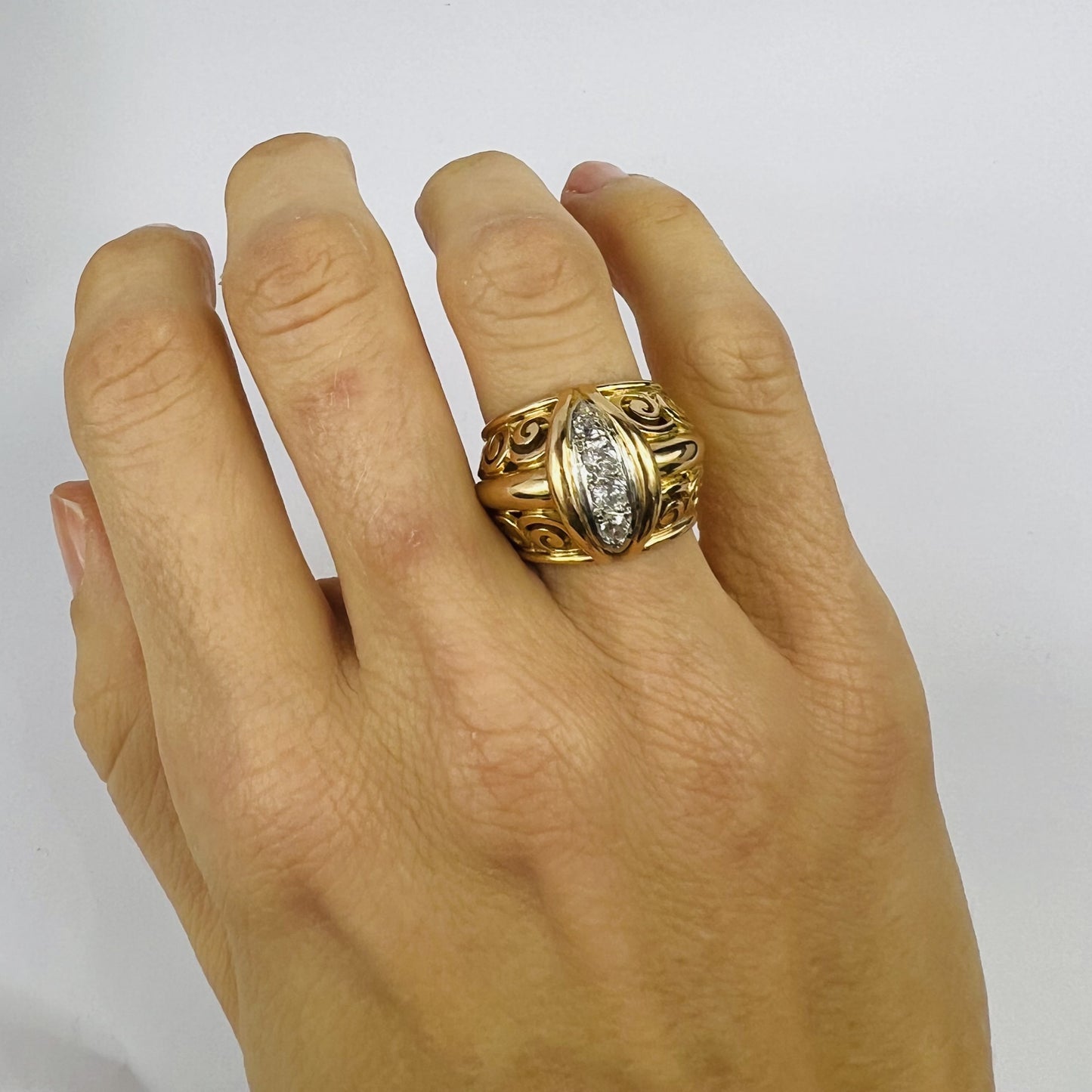 Bague Or et Platine avec 4 Diamants