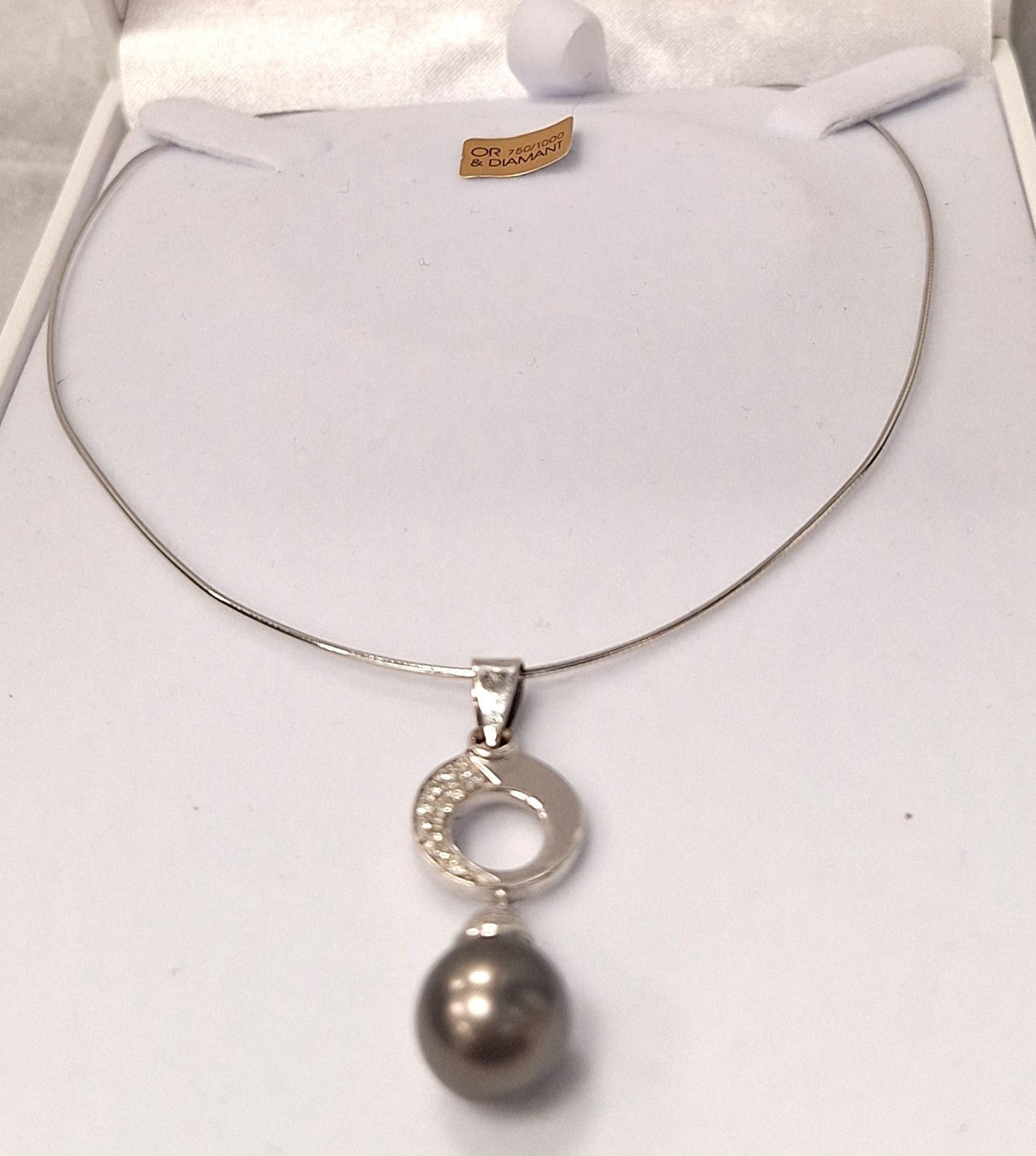 Collier Or avec Perle et Diamants