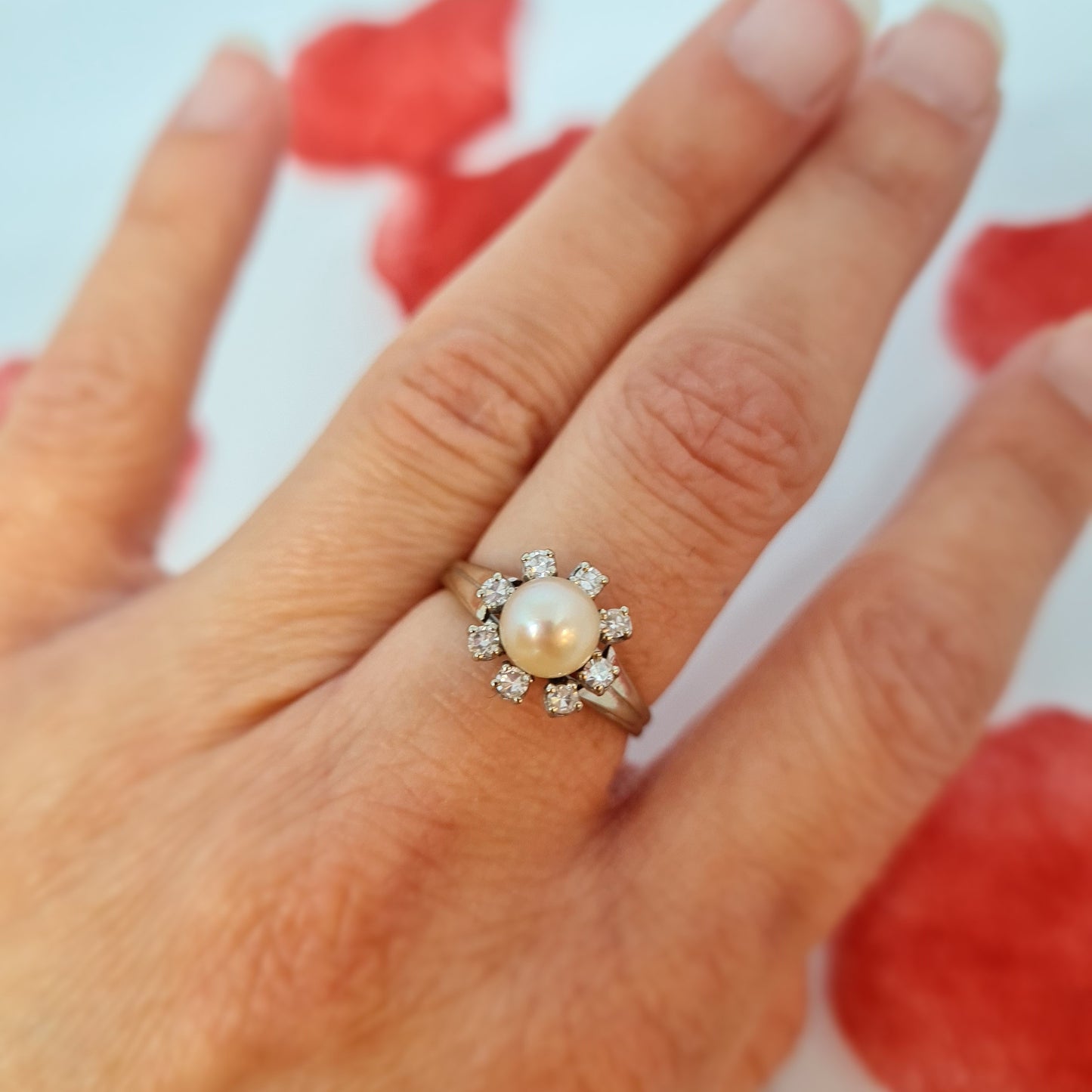 Bague Or avec Perle et Diamants