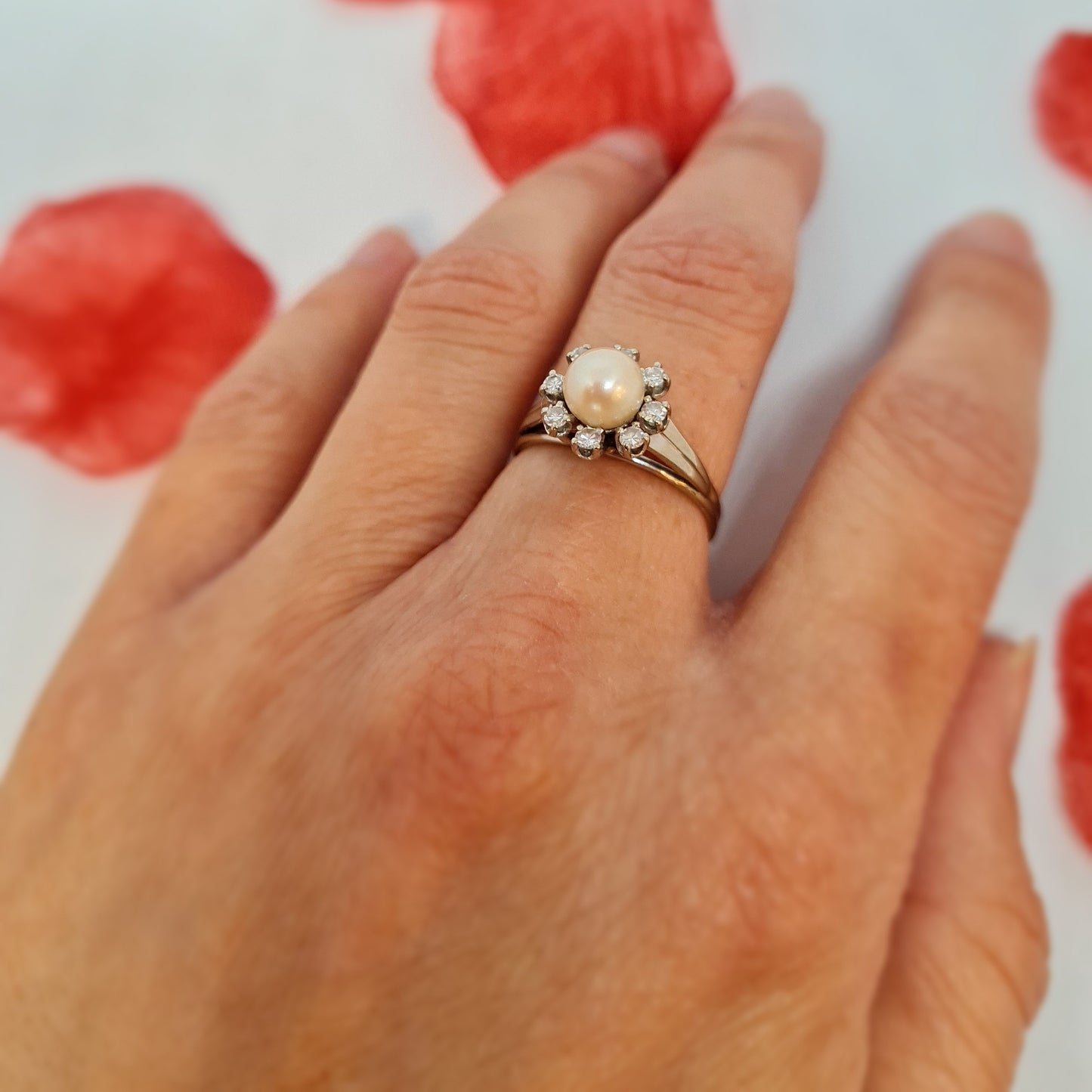 Bague Or avec Perle et Diamants
