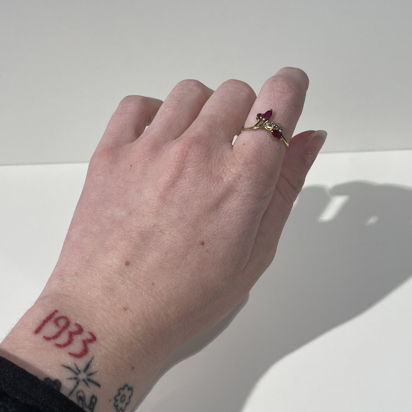 Bague Or et Pierres roses
