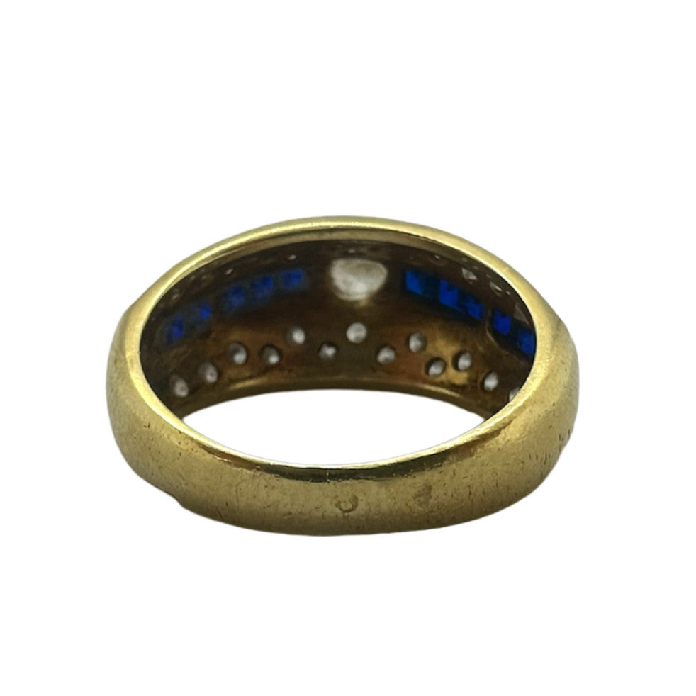 Bague Or avec Oxydes et Pierres Bleues