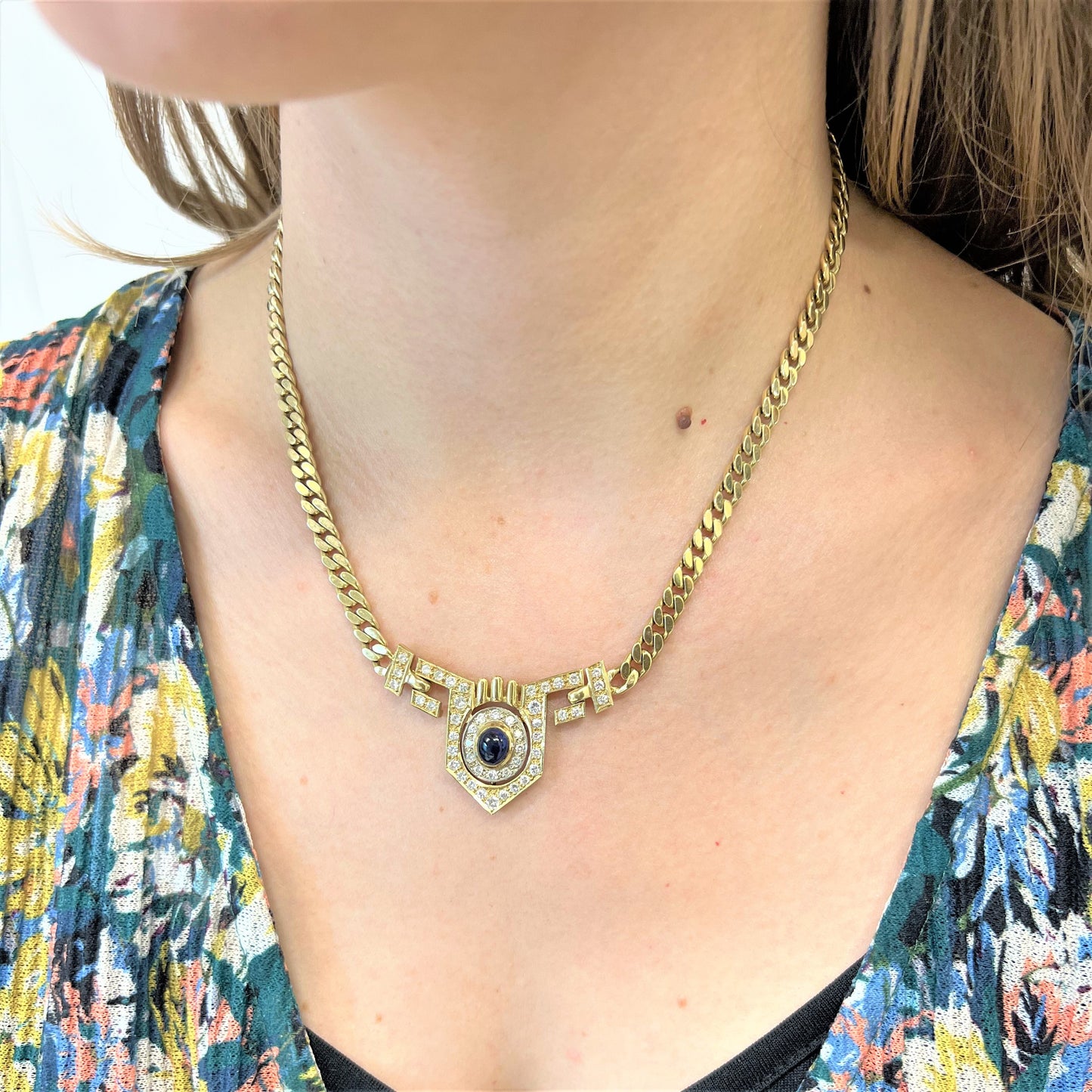 Collier or Saphir et Diamants