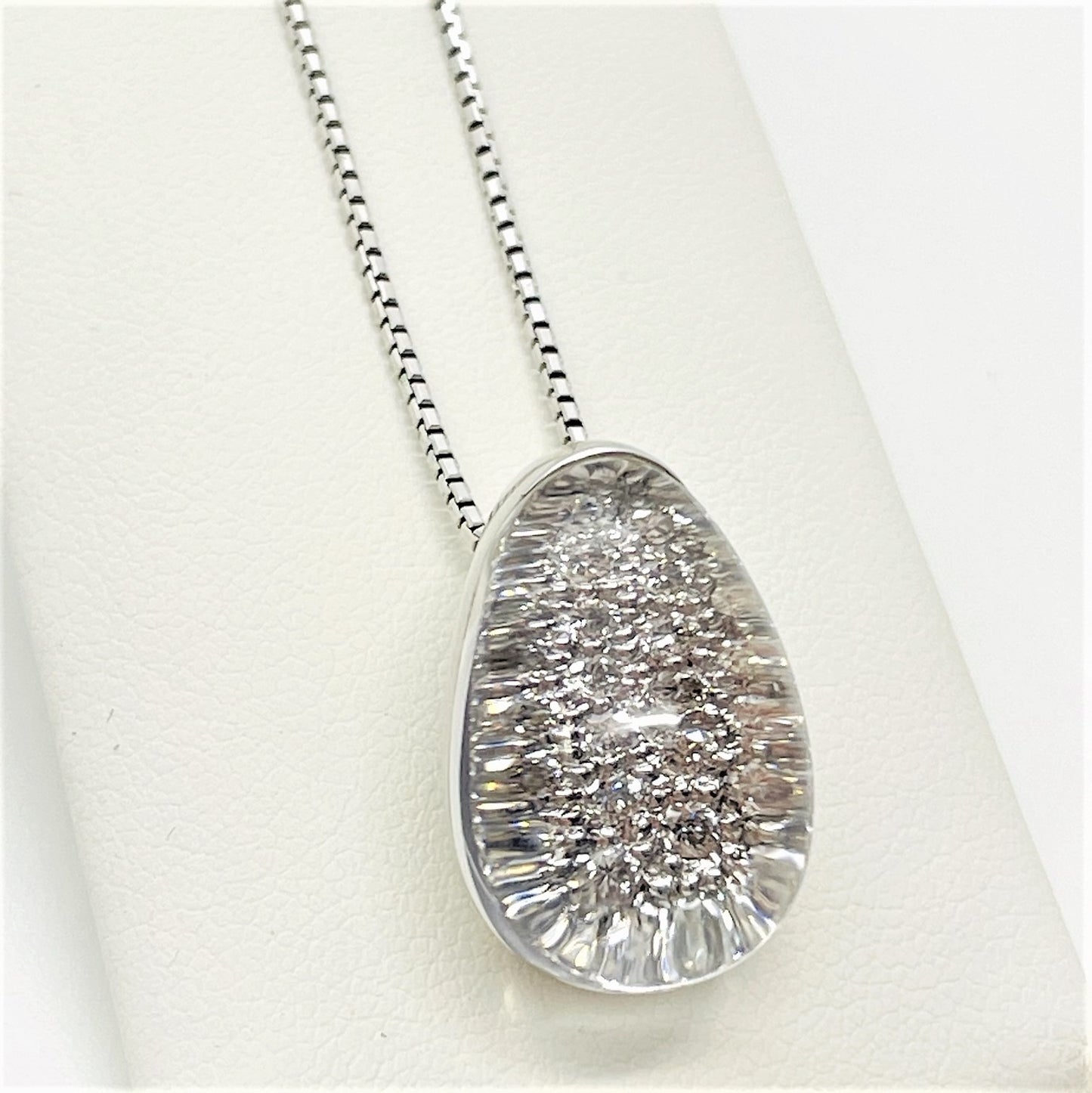 Collier Pendentif Pavage Diamants Or blanc