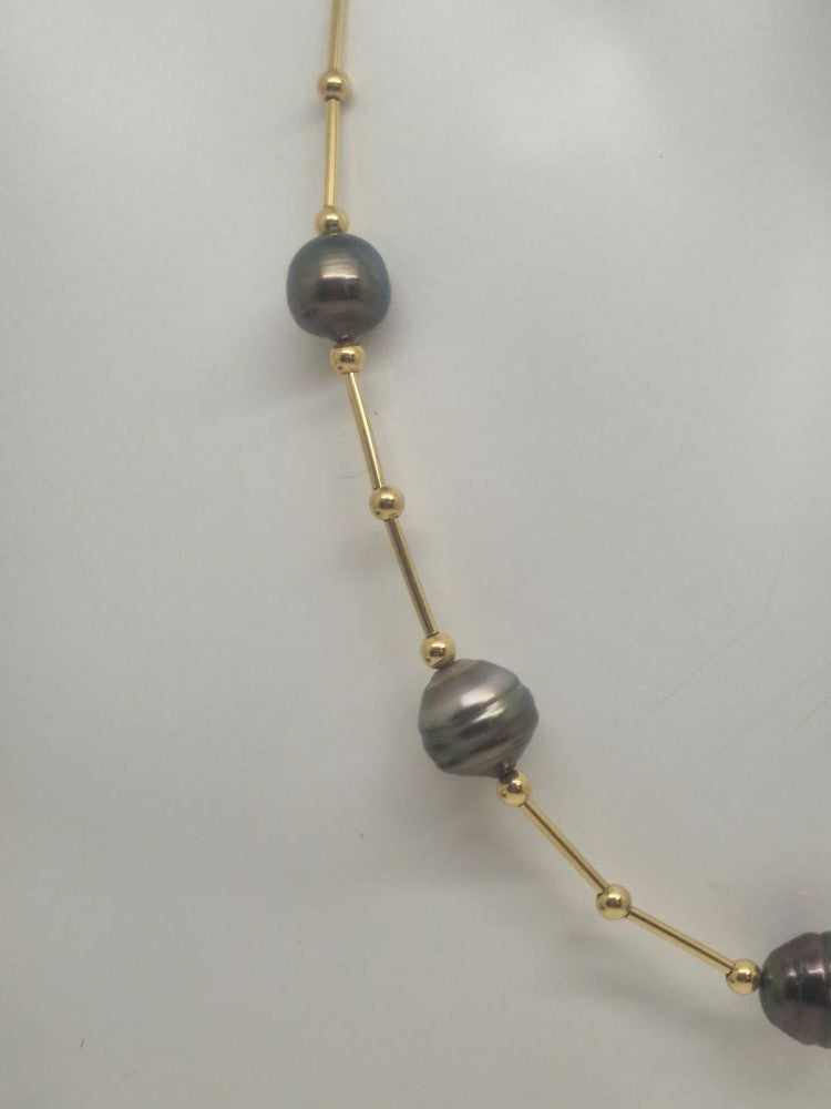 Collier Or avec perles 9mm