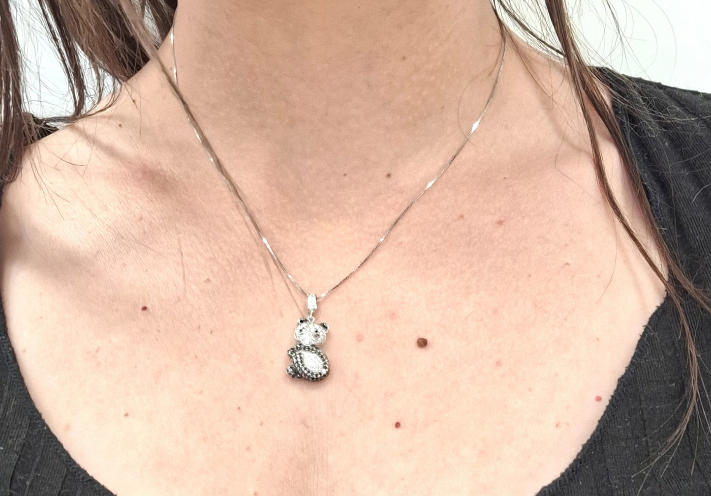 Collier Or Blanc avec pendentif Panda 32 diamants