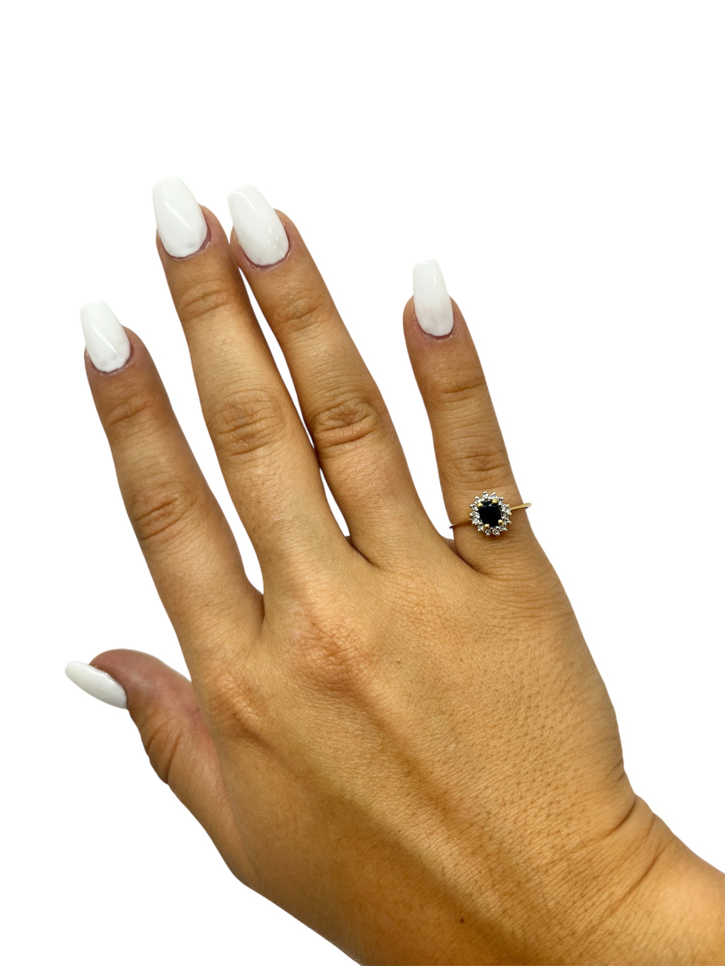 Bague Marguerite avec Pierre Bleue et Diamants