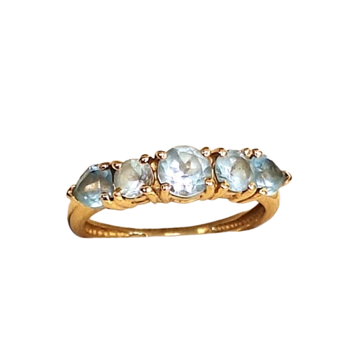 Bague en or jaune avec aigue-marine