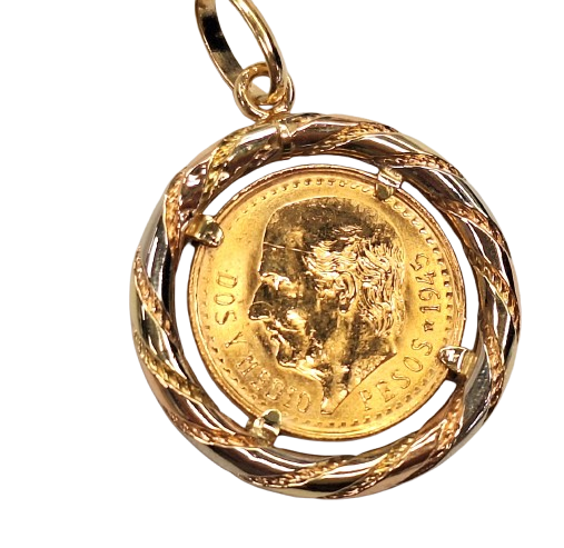 Pendentif Porte Pièce Or Dos y Medio Pesos 1945