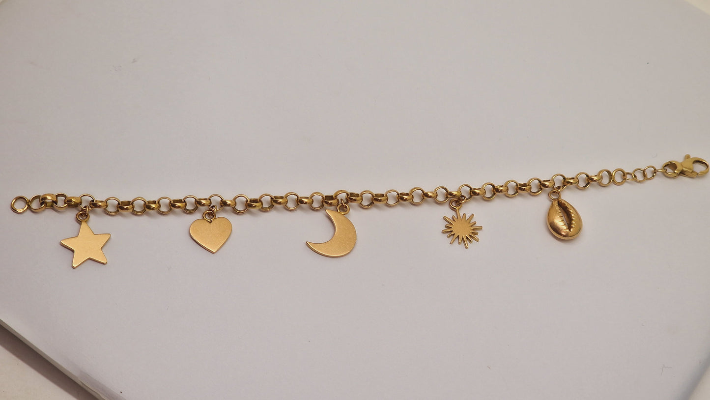 Bracelet Or avec Breloques