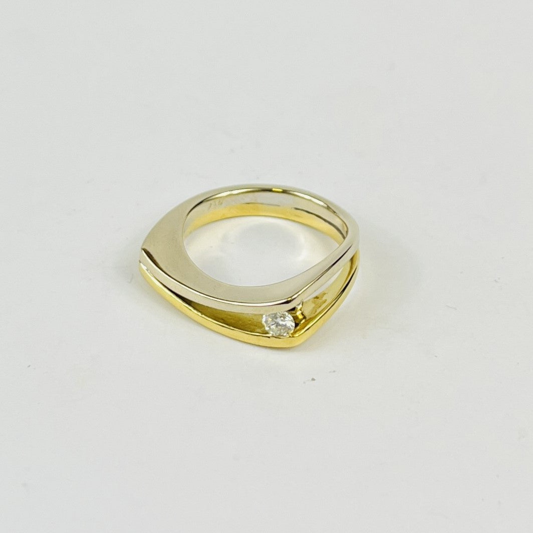 Bague 2 Ors avec Diamant