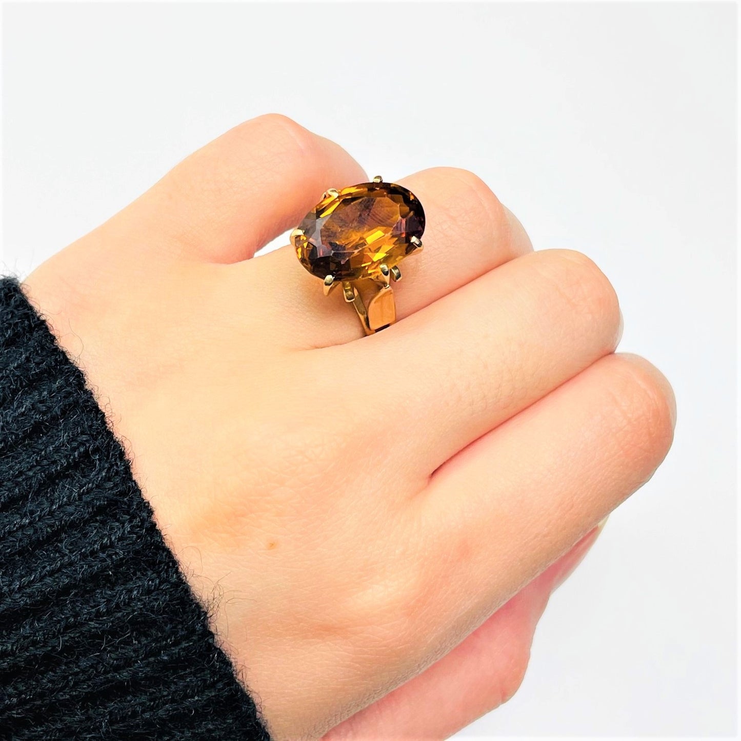 Bague Or Jaune avec Citrine Madère
