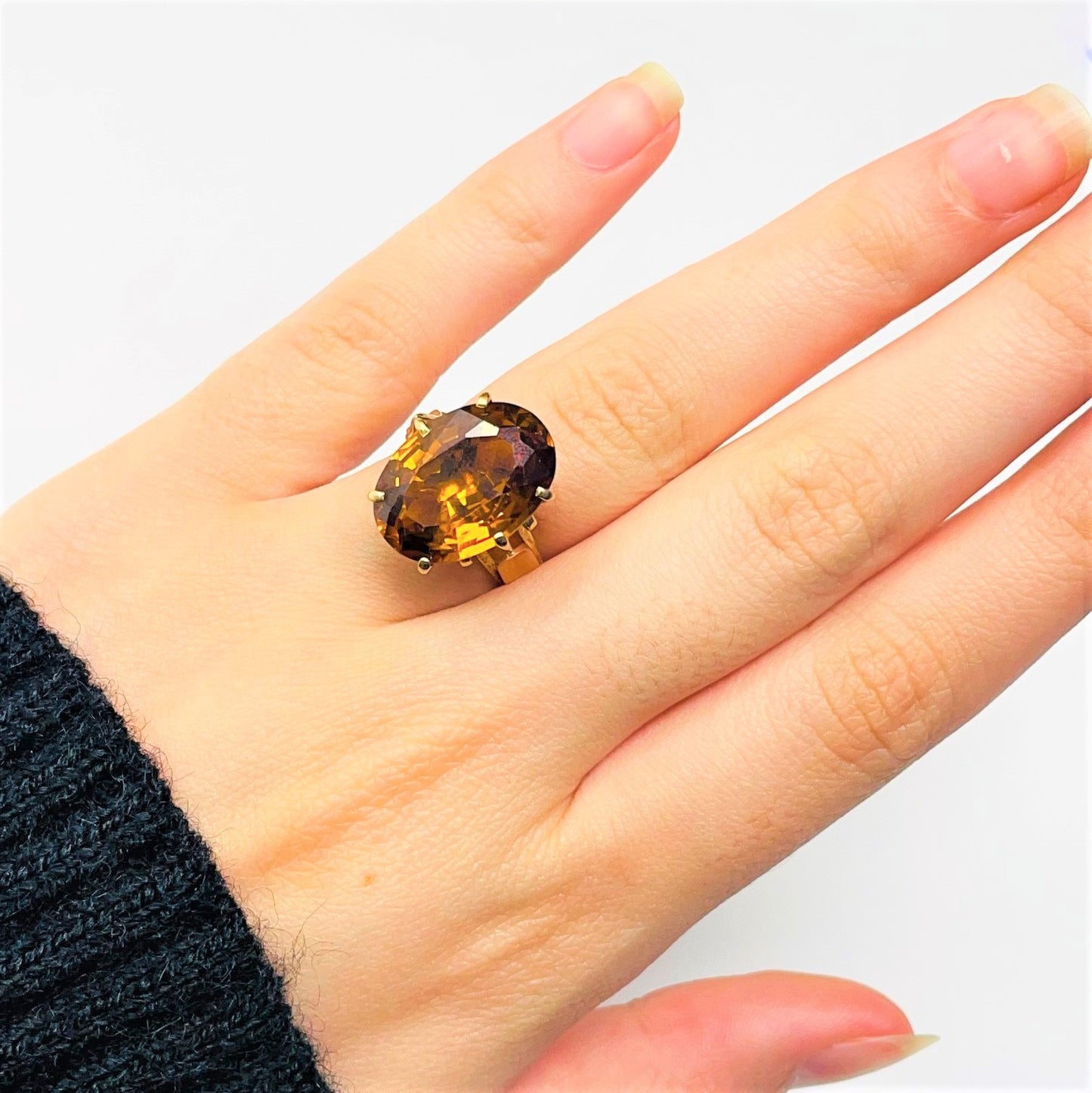 Bague Or Jaune avec Citrine Madère