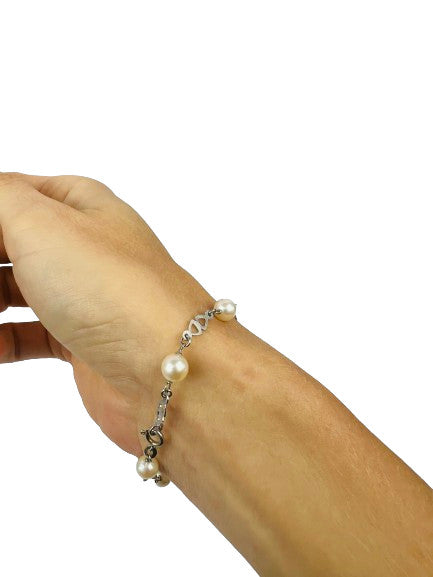 Bracelet Or Blanc et Perles de Cultures