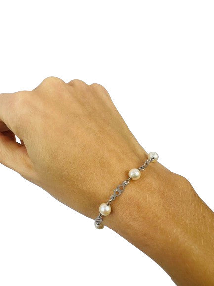 Bracelet Or Blanc et Perles de Cultures