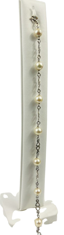 Bracelet Or Blanc et Perles de Cultures