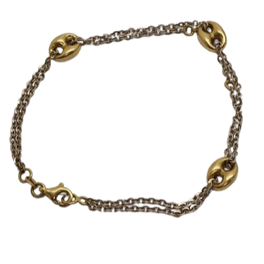 Bracelet Maillon Or Jaune et Or Gris 18K